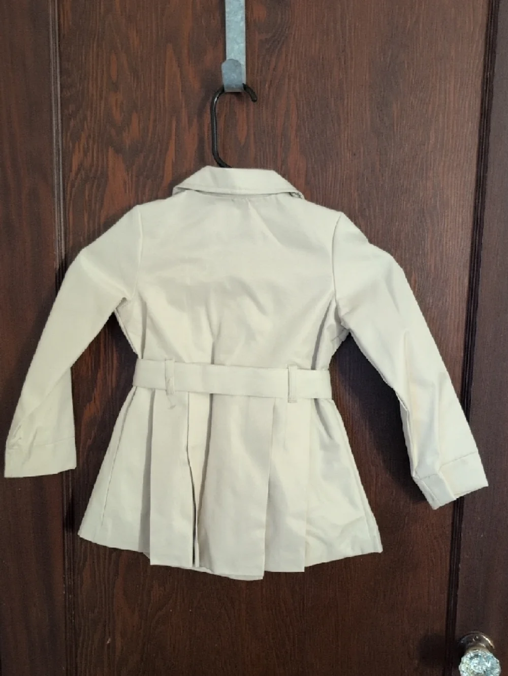 Tahari Cream Double-Breasted Kids Trench Coat with Belt